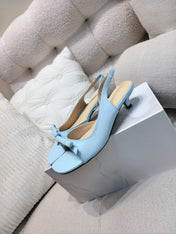 DIOR 26S BOW HEELED SLINGBACK SANDAL 45MM IN SKY BLUE CALFSKIN