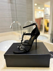 SL CASSANDRA HEELED SANDALS BLACK CALFSKIN