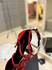 SL CASSANDRA HEELED SANDALS RED CALFSKIN