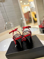 SL JERRY HEELED SANDALS RED POLISHED CALFSKIN