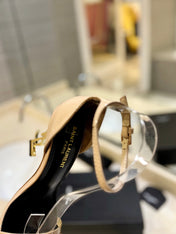 SL OPYUM SANDALS 105 CAMEL AND BLACK CALFSKIN