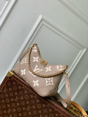 BOULOGNE 29 IN DOVE GRAY AND CREAM MONOGRAM EMPREINTE LEATHER GOLD HARDWARE