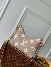 BOULOGNE 29 IN DOVE GRAY AND CREAM MONOGRAM EMPREINTE LEATHER GOLD HARDWARE