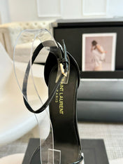 SL SQUARE-TOED HIGH HEELS BLACK CALFSKIN