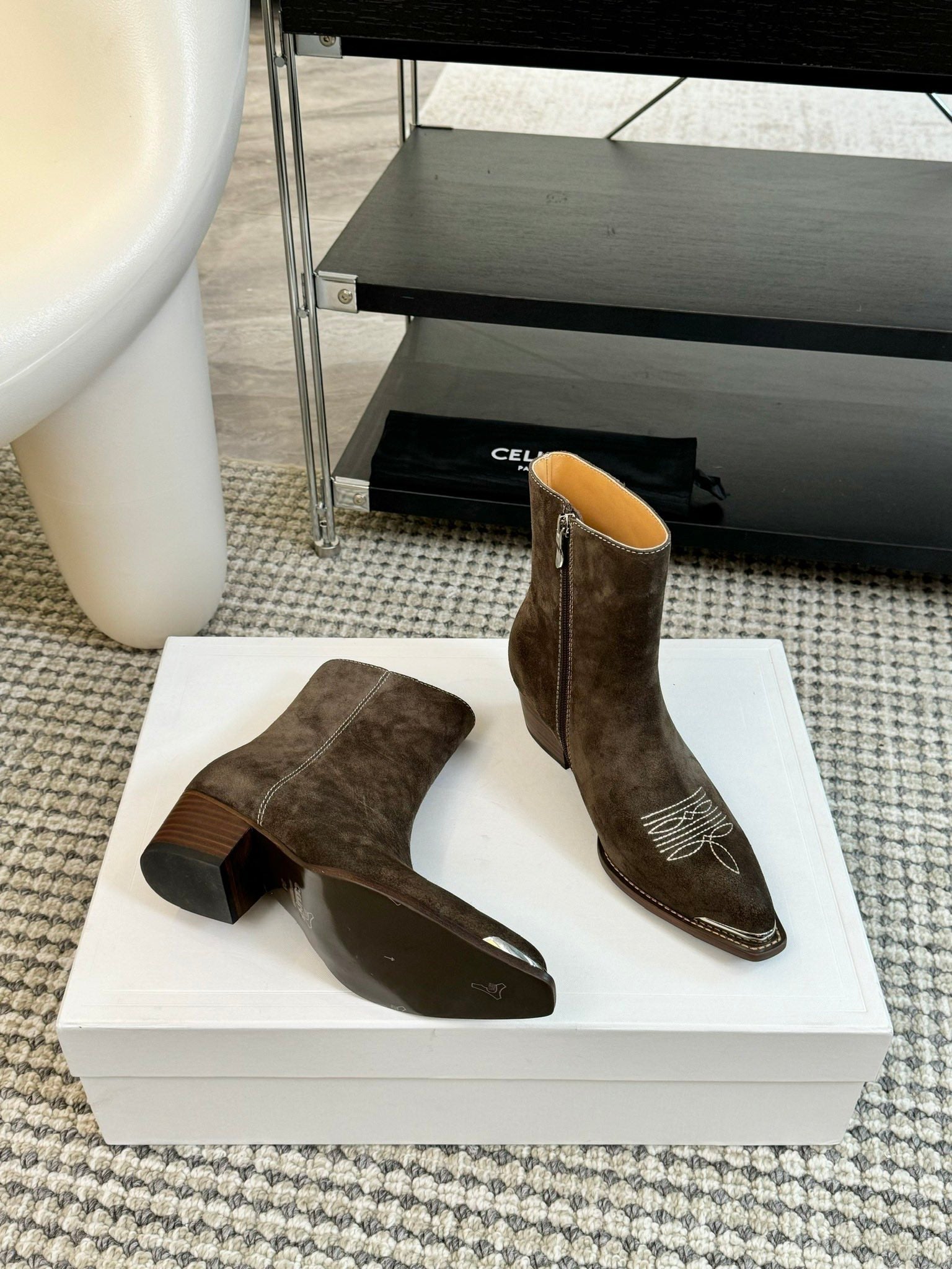 ANKLE BOOTS 45 MM IN DARK BROWN SUEDE