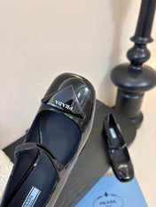 PRADA 26S BLOCK-HEEL MARY JANE IN BLACK PATENT CALFSKIN