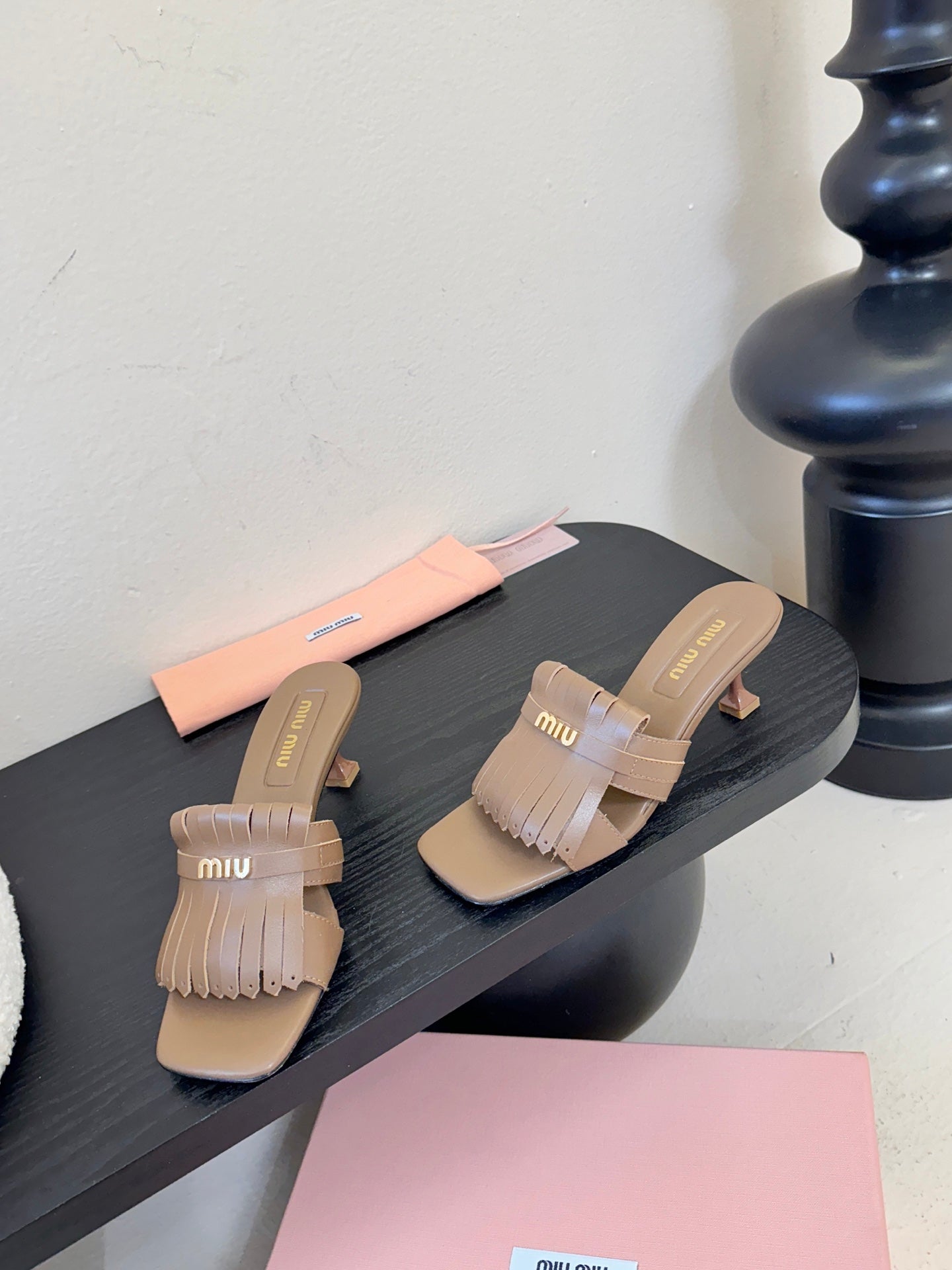 MIUMIU 26S HIGH-HEEL SANDALS 40MM IN BROWN CALFSKIN