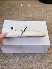 CELINE 26S BALLERINA FLATS IN WHITE LAMBSKIN