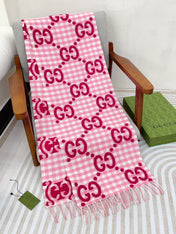 SCARF 220 CM IN BRIGHT PINK MIX WHITE WOOL 401164