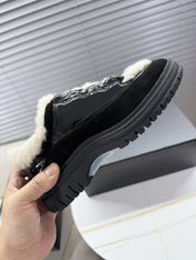 CHANEL 25S SNEAKERS WITH FUR ACCENTS 35MM IN BLACK CALFSKIN