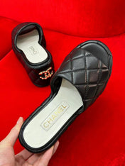 CC WEDGE HEELS BLACK LAMBSKIN