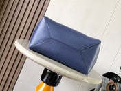 LOEWE 25S PUZZLE FOLD BAG 31 IN OLIVE GREEN AND DARK BLUE SHINY CALFSKIN