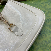 JACKIE NOTTE MINI BAG 19 IN WHITE CRACKED LACQUER CALFSKIN GOLD HARDWARE