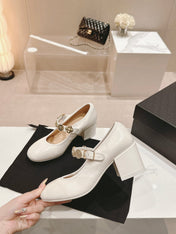 MARY JANE SHOES WHITE LAMBSKIN