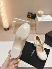 MARY JANE SHOES WHITE LAMBSKIN