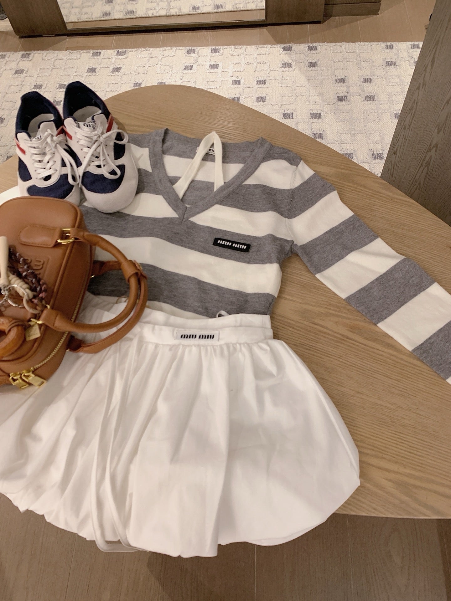 MIUMIU TOP AND SKIRT SET STYLE 443