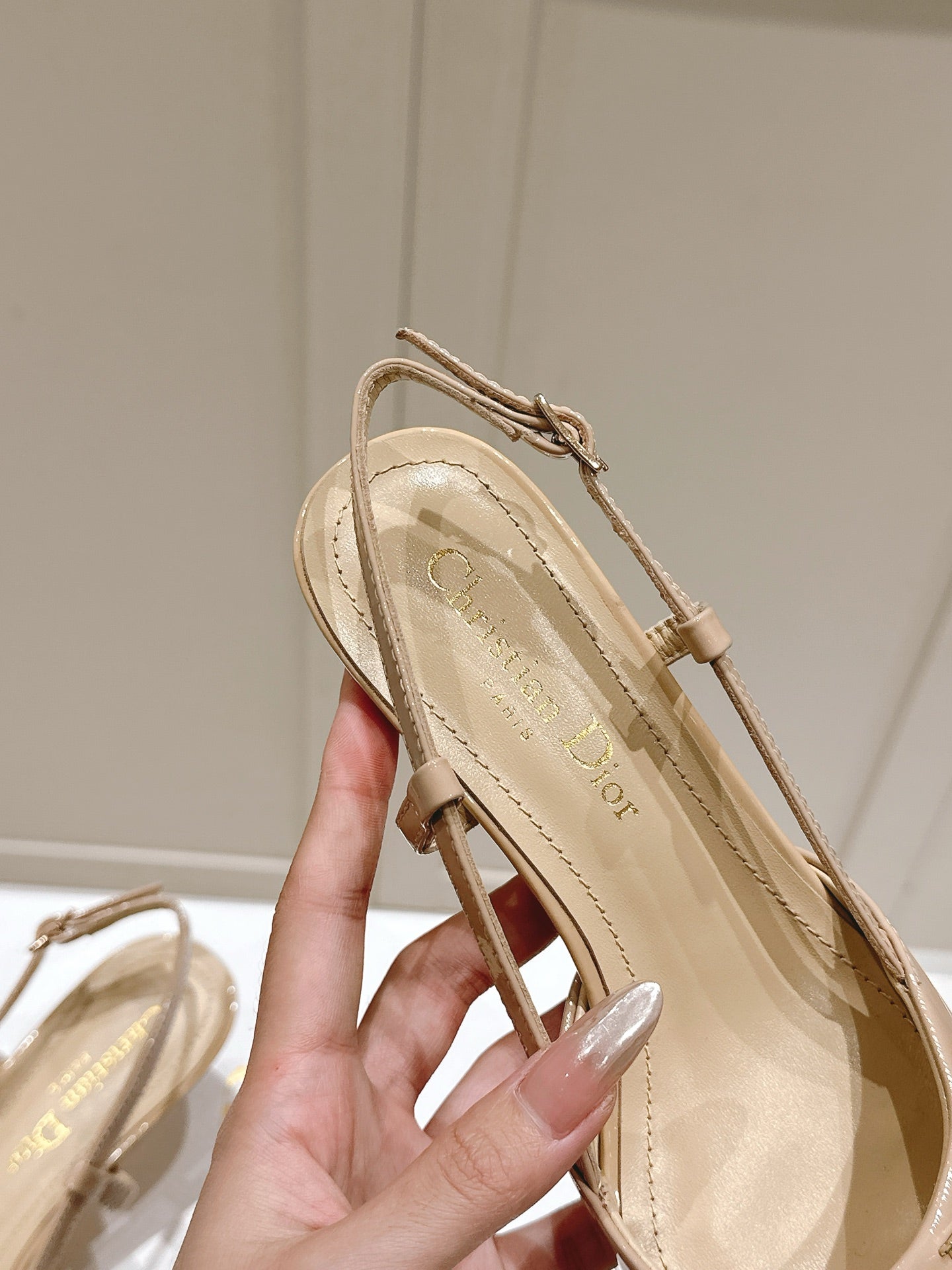 MY DD 25S SLINGBACK PUMP 50MM IN BEIGE GLOSSY CALFSKIN