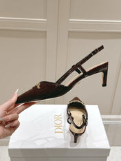 MY DD 25S SLINGBACK PUMP 50MM IN BURGUNDY RED GLOSSY CALFSKIN