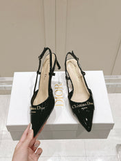 MY DD 25S SLINGBACK PUMP 50MM IN BLACK GLOSSY CALFSKIN