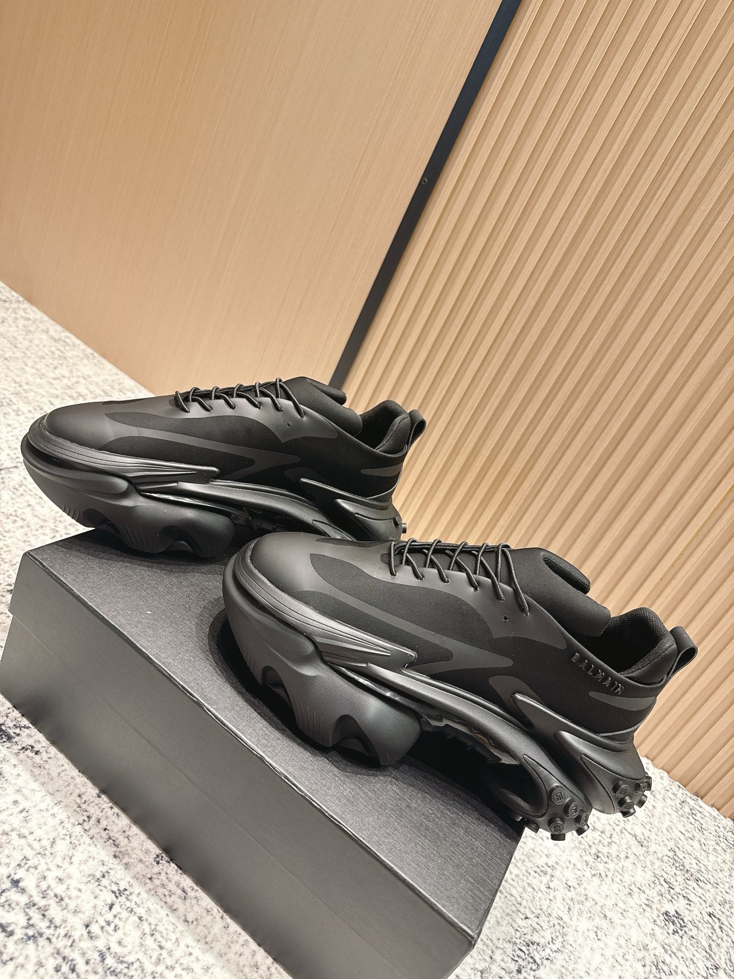 BALMAIN 26S SNEAKERS 60 MM IN BLACK CALFSKIN