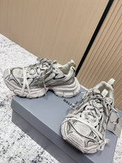 BALENCIAGA 25S 3XL SNEAKERS IN LIGHT TAUPE MIX BLACK PU LEATHER