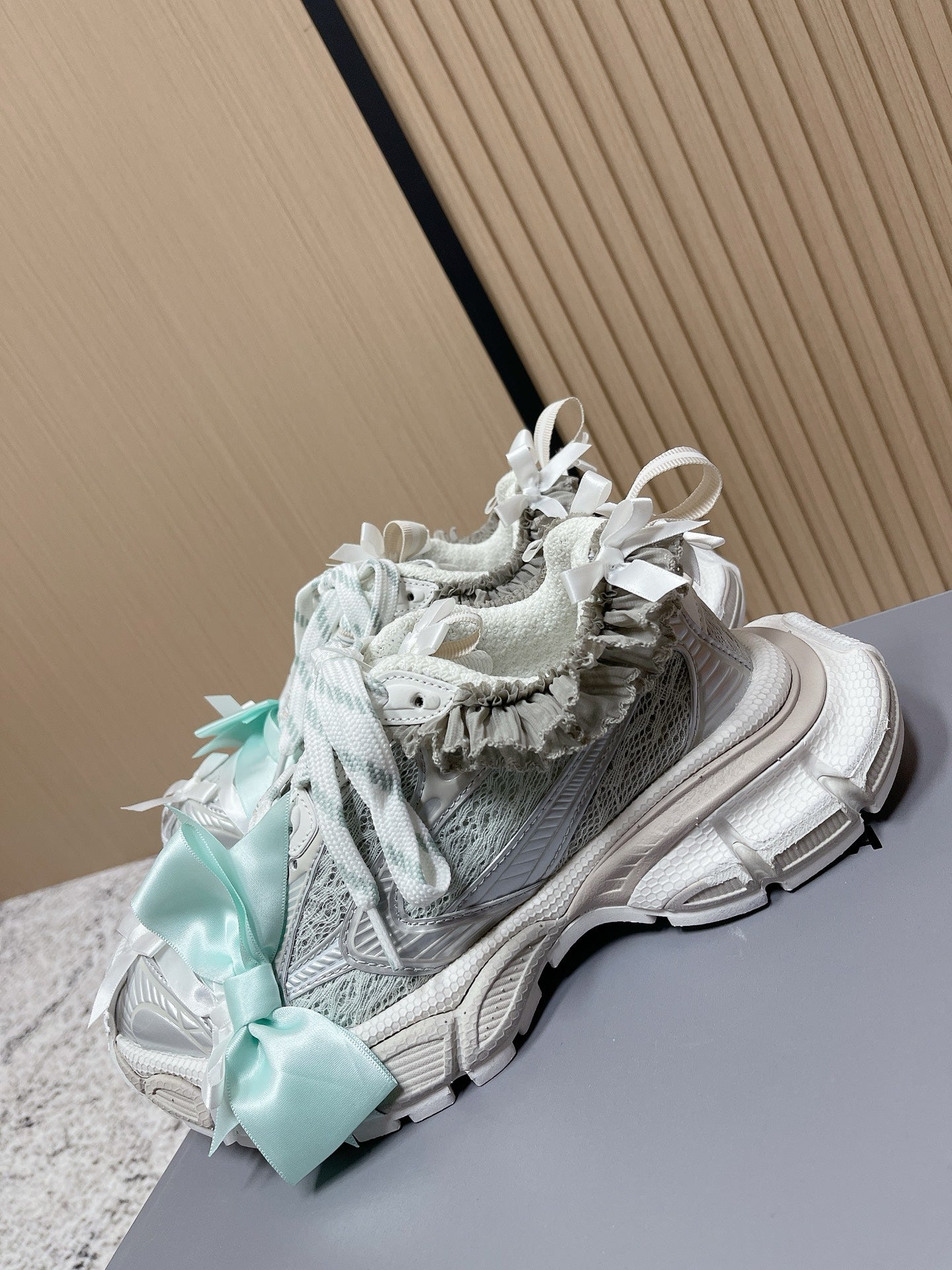 BALENCIAGA 25S 3XL SNEAKERS IN WHITE MIX GREY PU LEATHER