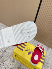 GUCCI 26S PLATFORM SLIDE SANDALS IN RED FABRIC