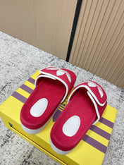 GUCCI 26S PLATFORM SLIDE SANDALS IN RED FABRIC