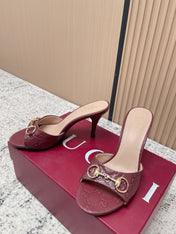 GUCCI 26S HIGH-HEEL SANDALS 85 MM IN DARK RED CALFSKIN