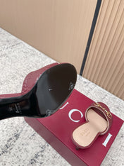 GUCCI 26S HIGH-HEEL SANDALS 85 MM IN DARK RED CALFSKIN