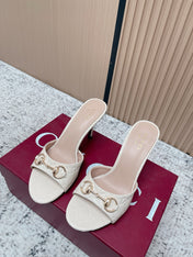 GUCCI 26S HIGH-HEEL SANDALS 85 MM IN CREAM WHITE CALFSKIN