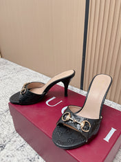 GUCCI 26S HIGH-HEEL SANDALS 85 MM IN BLACK CALFSKIN