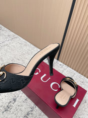 GUCCI 26S HIGH-HEEL SANDALS 85 MM IN BLACK CANVAS