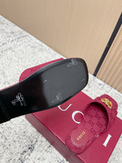 GUCCI 26S SLIDE SANDAL IN DARK RED CANVAS