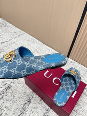 GUCCI 26S SLIDE SANDAL IN BLUE DENIM