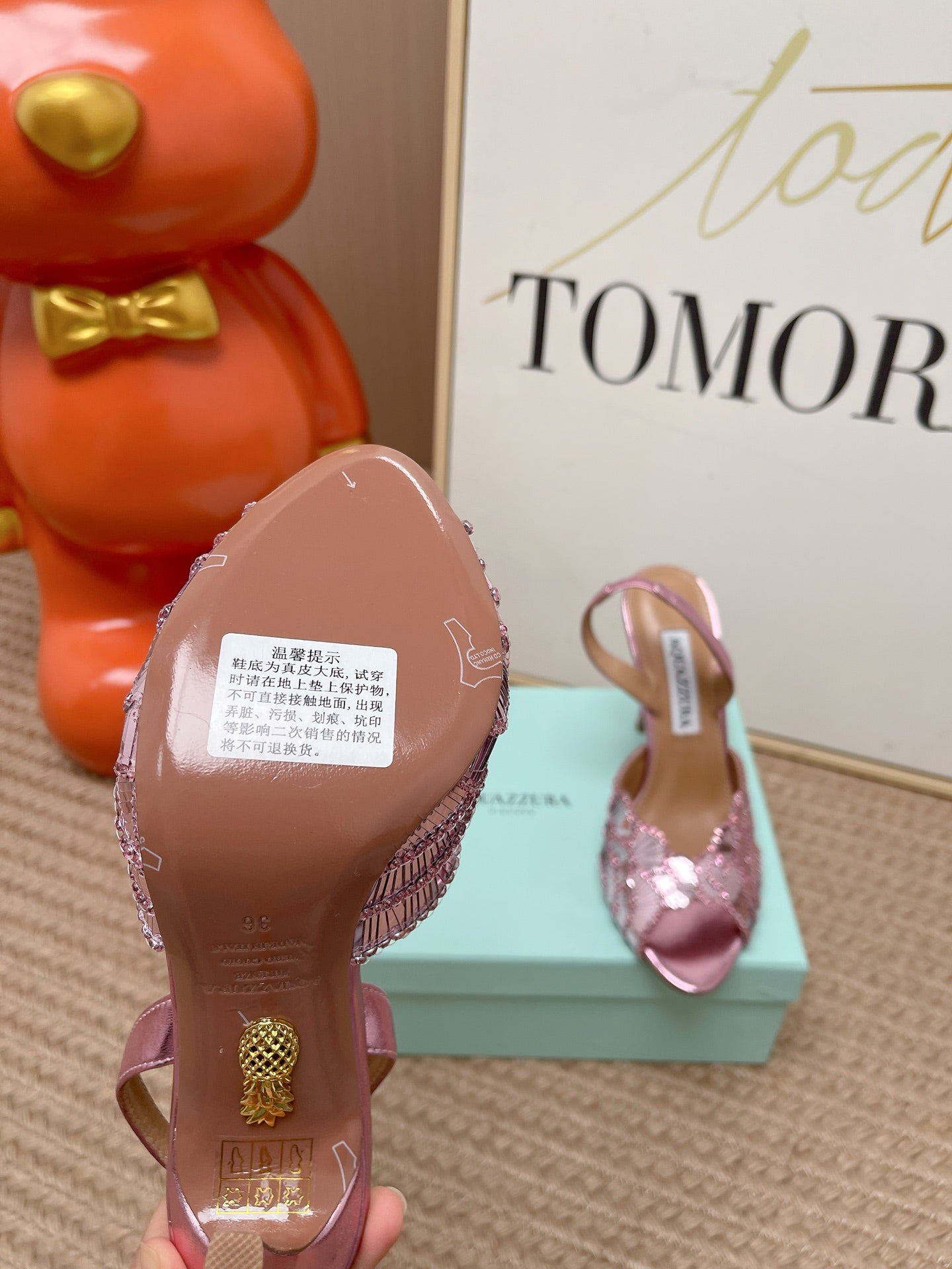 AQUAZZURA 26S GATSBY SLING PUMPS 105 MM IN METALLIC PINK SEQUINED