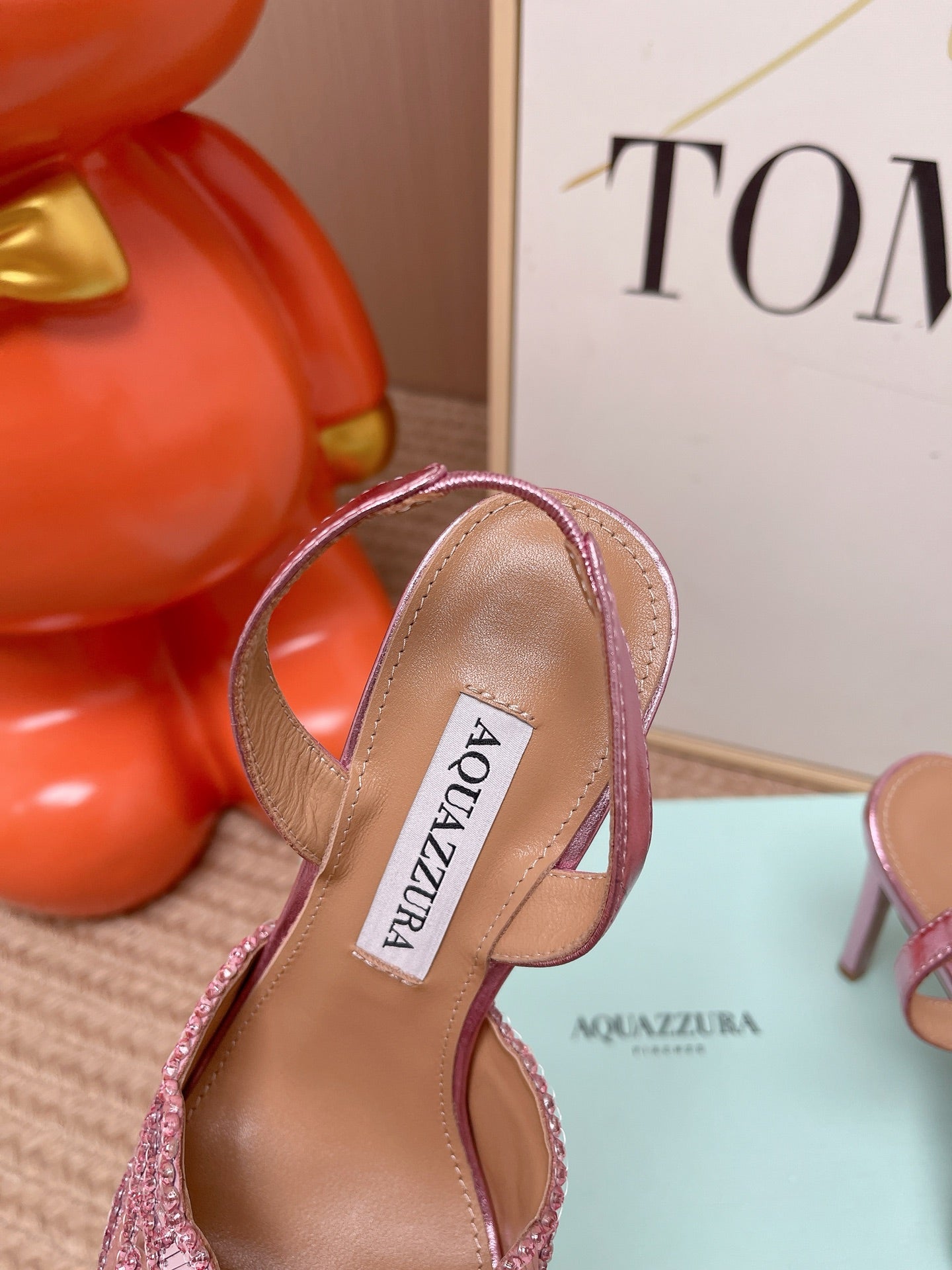 AQUAZZURA 26S GATSBY SLING PUMPS 105 MM IN METALLIC PINK SEQUINED