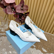 PRA BRUSHED CUT-OUT PUMPS WHITE CALFSKIN
