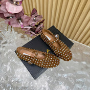 STRASS SUEDE BALLET FLATS CIDER BROWN