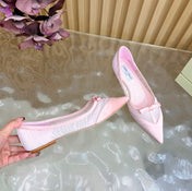 JIMMY CHOO 26S FLATS IN LIGHT PINK MESH AND SATIN