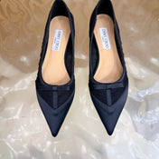 JIMMY CHOO 26S FLATS IN BLACK MESH AND SATIN
