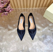 JIMMY CHOO 26S FLATS IN BLACK MESH AND SATIN