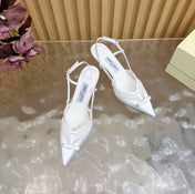 JIMMY CHOO 26S SLINGBACK HEELS 65 MM IN WHITE MESH AND SATIN