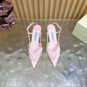 JIMMY CHOO 26S SLINGBACK HEELS 65 MM IN LIGHT PINK MESH AND SATIN