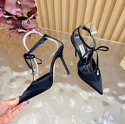JIMMY CHOO 26S HIGH HEELS 105 MM IN BLACK MESH AND SATIN