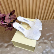 JIMMY CHOO 26S HIGH-HEELED SANDALS 65 MM IN WHITE LACE FLOWER