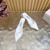 JIMMY CHOO 26S SLINGBACK HEELS 60 MM IN WHITE SATIN WITH KNOT DETAIL
