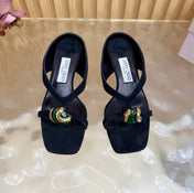 JIMMY CHOO 26S HIGH-HEEL SANDALS 35 MM IN BLACK SUEDE
