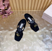 JIMMY CHOO 26S HIGH-HEEL SANDALS 35 MM IN BLACK SUEDE