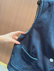 LOEWE SLEEVELESS TOP & STRAIGHT-LEG DENIM PANTS SET STYLE 73